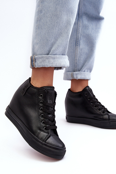 Adidasi din piele Wedge Big Star MM274001 Negru