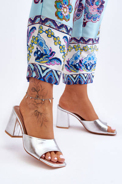 Damen Leder Klassische Slipper Silber Loara