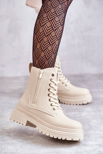 Bottines Chaudes En Cuir Pour Femme Beige Clair Dorchen