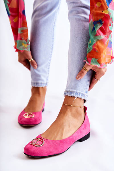 Ballerines Femme En Daim Avec Décoration Nicole 2746 fuchsia