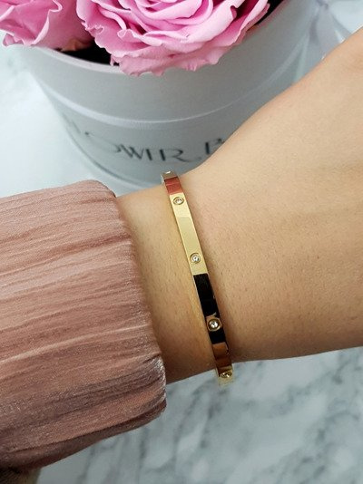 Bracelet Femme Acier Avec Zircons 4mm Or Valerii