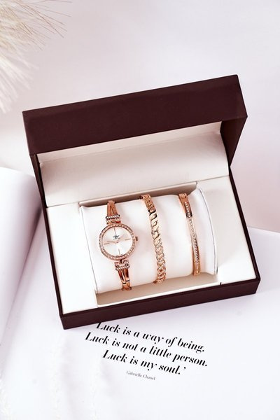 Ensemble Montre et Deux Bracelets Michael John Or Rose