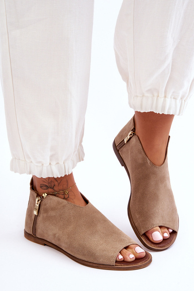 Cizme de piele joasă Sandaluri Nicole 2799/023 Beige