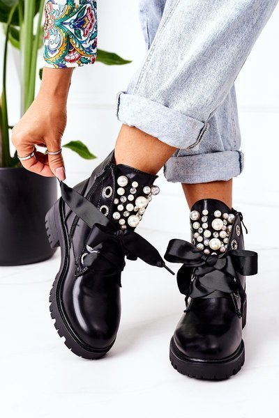 Bottes Isolées Avec Perles Black Perla