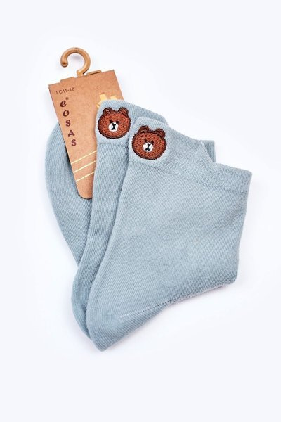 Girls' Cotton Socks With A Teddy Bear COSAS Green