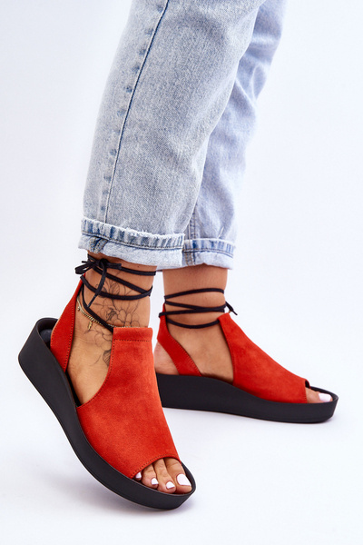 Sandales Compensées En Daim Nicole 2743 Orange