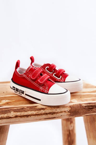 Children's Cloth Sneakers With Velcro BIG STAR KK374082 Red