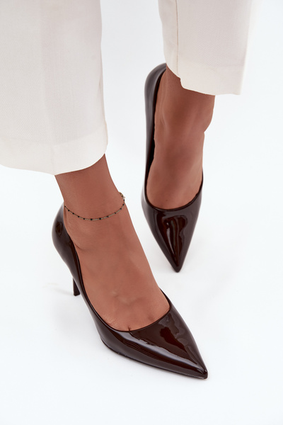 Escarpins Éco Cuir Vernis Femmes Avec Pointe Chocolat Jadira