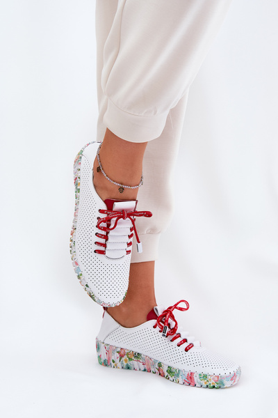 Chaussures à Talon Wedge en Cuir pour Femmes Artiker 56C1799 Blanc-Argent