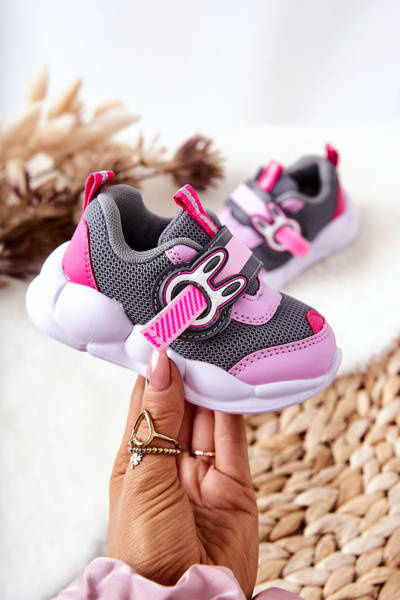 Kinder-Klettverschluss-Sportschuhe Befado 516P091 Grau-Rosa
