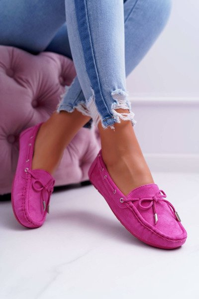 Bequeme Damen Mokassins aus Öko-Wildleder Fuchsia Memfi