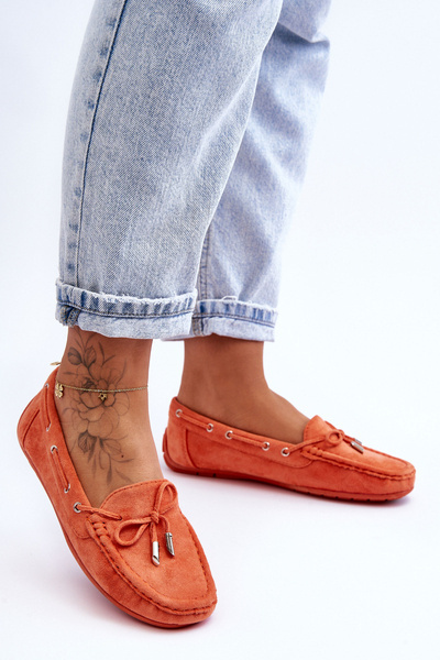 Damen Wildleder Mokassins Orange Si Passione