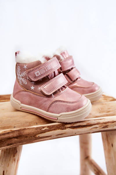 Bottes chaudes pour enfants avec velcro Big Star KK374188 rose