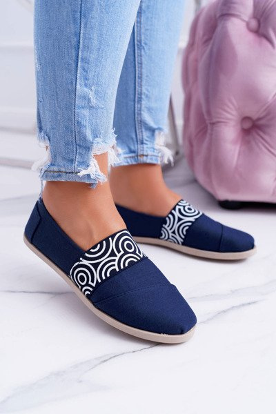 Tamsiai mėlynos spalvos audinio „Toms Slip On Circle“.