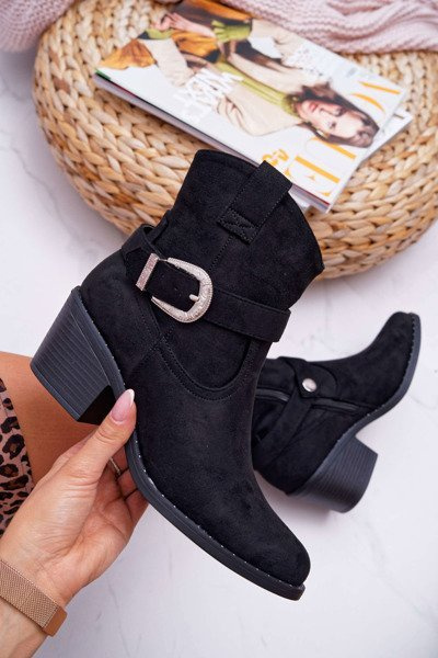 Cizme cu toc plat pentru femei negru arraso