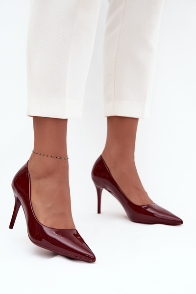 Escarpins en cuir écologique verni pour femmes avec orteils pointus Bordeaux Jadira