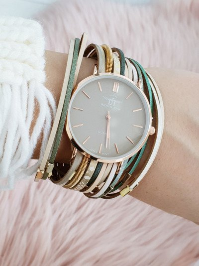 Montre Michael John pour femme avec bracelet rétro Pepero Beige