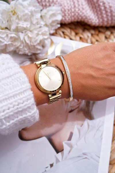 Bracelet Femme Acier Avec Zircons Doré Debi