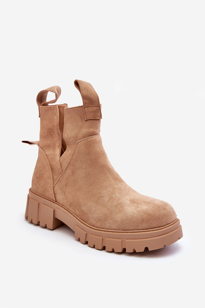 Cutout Worker Boots Beige Heaven