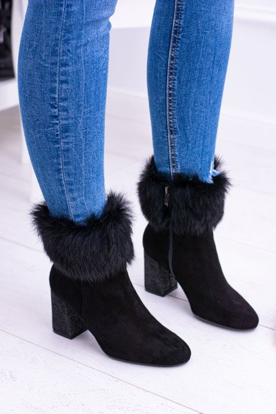 Bottes femme en daim noir en fausse fourrure Laura Messi 1689