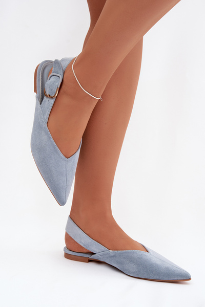 Damen Ballerinas Mit Schnalle Blau Tanelia