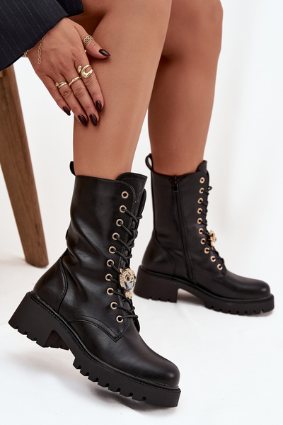 Bottes de travail pour femmes avec décoration noires Jorayne