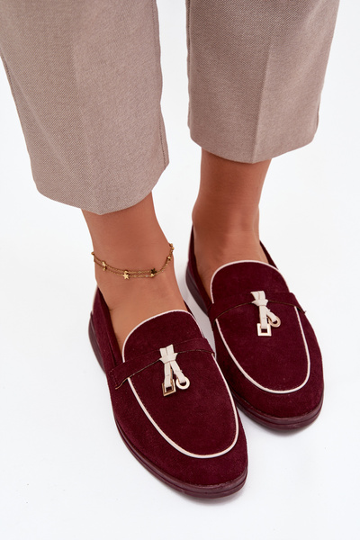 Mocasini Loafers Femei Din Eco Velur Bordeaux Darwen