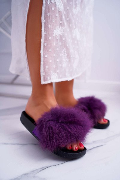 Tongs Femme Avec Fourrure Violet Mellow