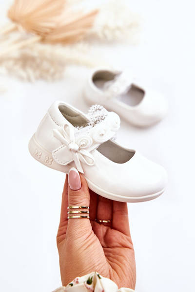 Ballerines Enfant Avec Velcro Blanches Evelyn