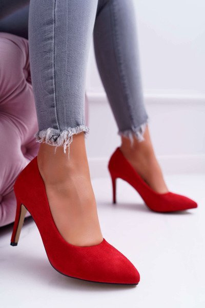 Damen Wildleder spitze Absätze Rot Kiss Me