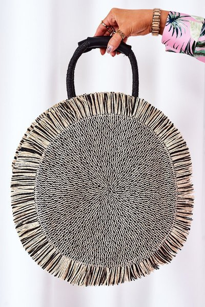 Sac Rond Tressé BRUNO ROSSI Noir-Beige