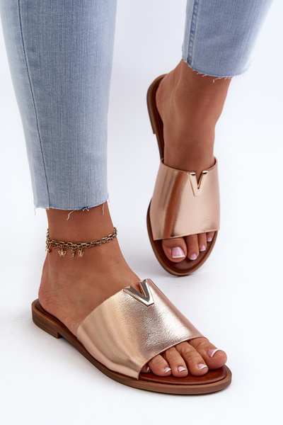 Damen Eco-Leder Flache Sandalen Goldene Maliha