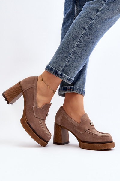 Zazoo 20169 Wildleder High Heel Schuhe Dunkelbeige
