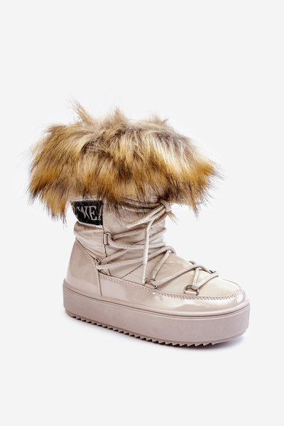 Warme Schnür-Schneestiefel Beige Colioris