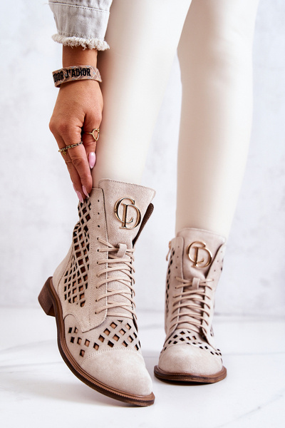 Spitze Lederschuhe Nicole in hellen Sandfarben 2695