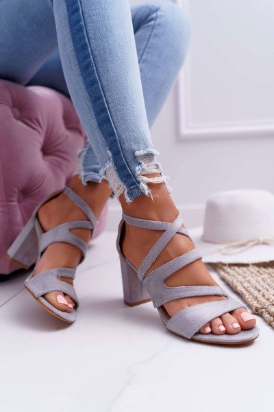 Sandale stiletto pentru femei din piele de piele de piele de piele gri lemilia