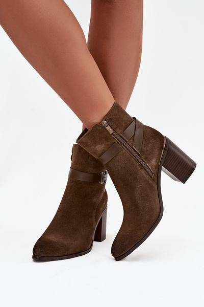 Damentrusterschuhe aus echtem Wildleder mit Absatz beheizt Sergio Leone BT25384-S Khaki