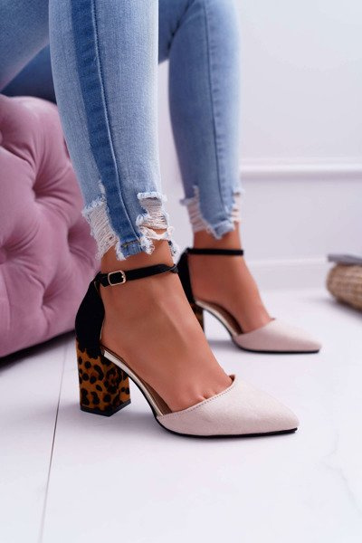 Femei Leopard Stiletto Pompe bej Ferri