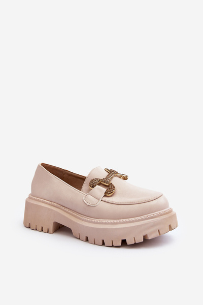 Mocasini de damă cu ornament bej deschis Gargi