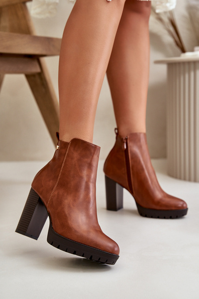 Bottes d'hiver pour femmes à talon haut et fermeture éclair Camel Bioria