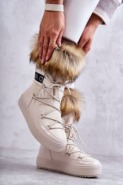 Bottes de neige à lacets pour femmes Beige Santero