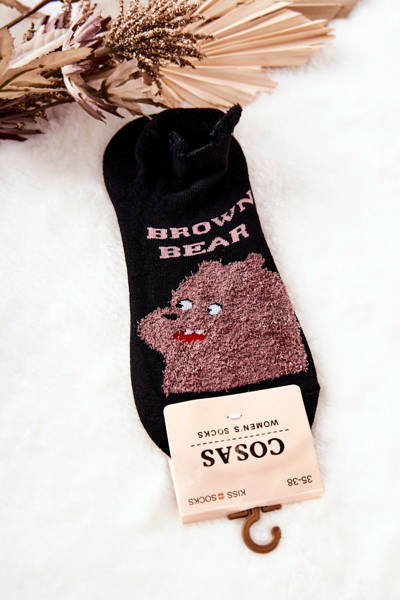 Chaussettes Femme Ours en Coton Teddy COSAS Noir et Marron
