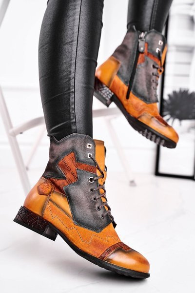 Damenstiefel Leder Gummistiefel Maciejka Gelb 04625-07
