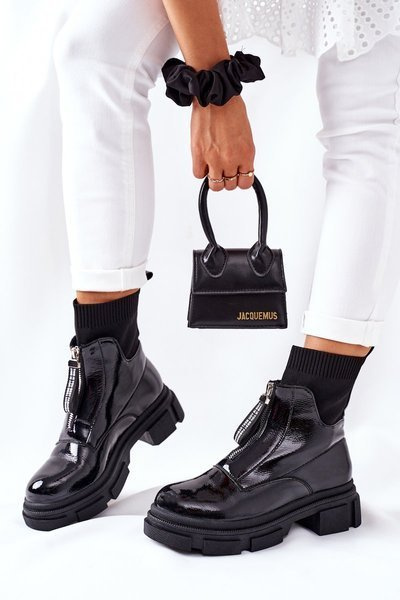 Bottes Sur Une Semelle Grosse Noir Chicago