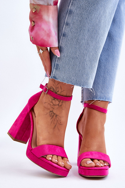 Sandale din eco suede fuchsia Merila