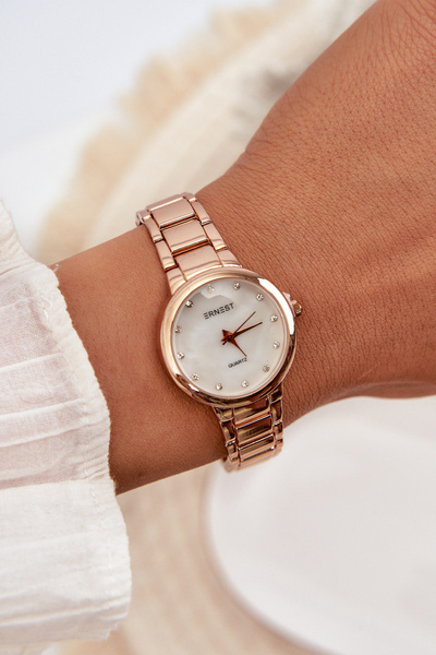 Montre Bracelet Femme Zircons Or Rose ERNEST E87006