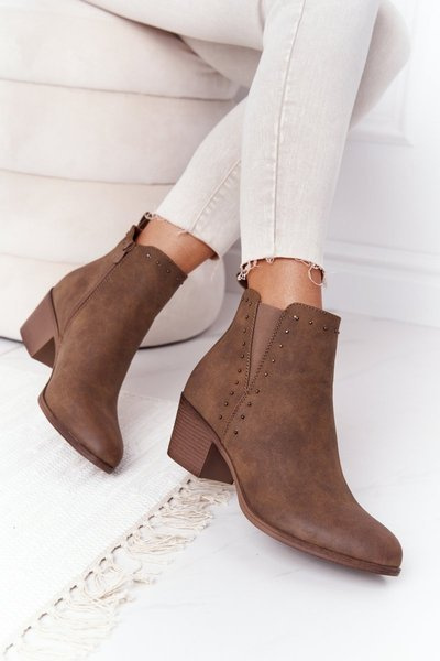 Women's Insulated Chelsea Boots On A Block Heel Khaki Morgan