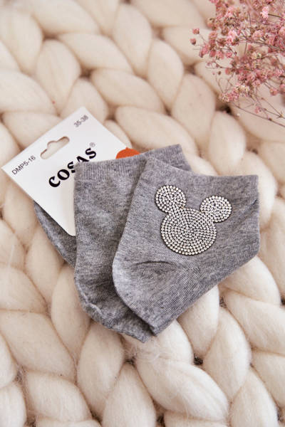 Damensocken aus Baumwolle mit Zirkonia Cosas grau