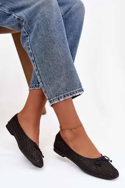 Ballerines Avec Tresse Et Nœud Noires Belirra