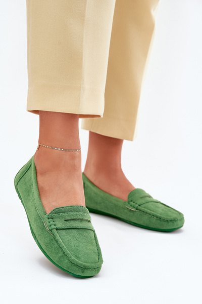 Mocasini Din Suede Pentru Femei Verzi Lenvie